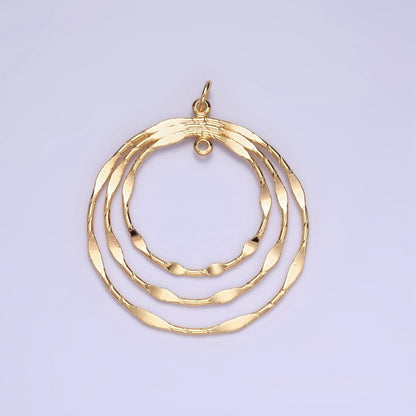 14K Gold Filled Triple Edged Band Geometric Round Charm | AG828