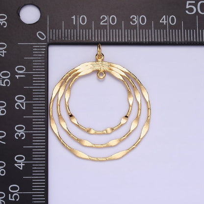 14K Gold Filled Triple Edged Band Geometric Round Charm | AG828
