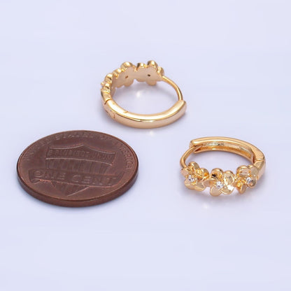 14K Gold Filled Triple Flower CZ Cartilage Huggie Earring | P346