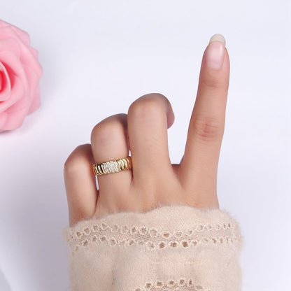 14K Gold Filled Triple Micro Paved CZ Croissant Ring | O1265