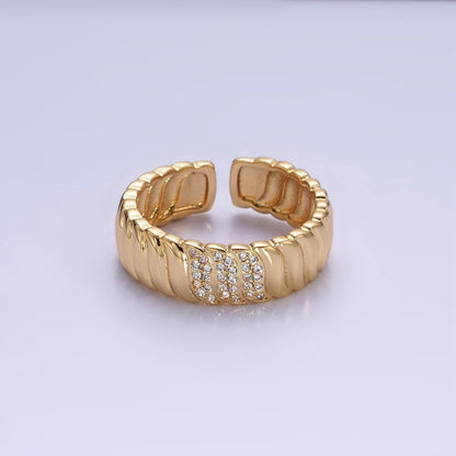 14K Gold Filled Triple Micro Paved CZ Croissant Ring | O1265