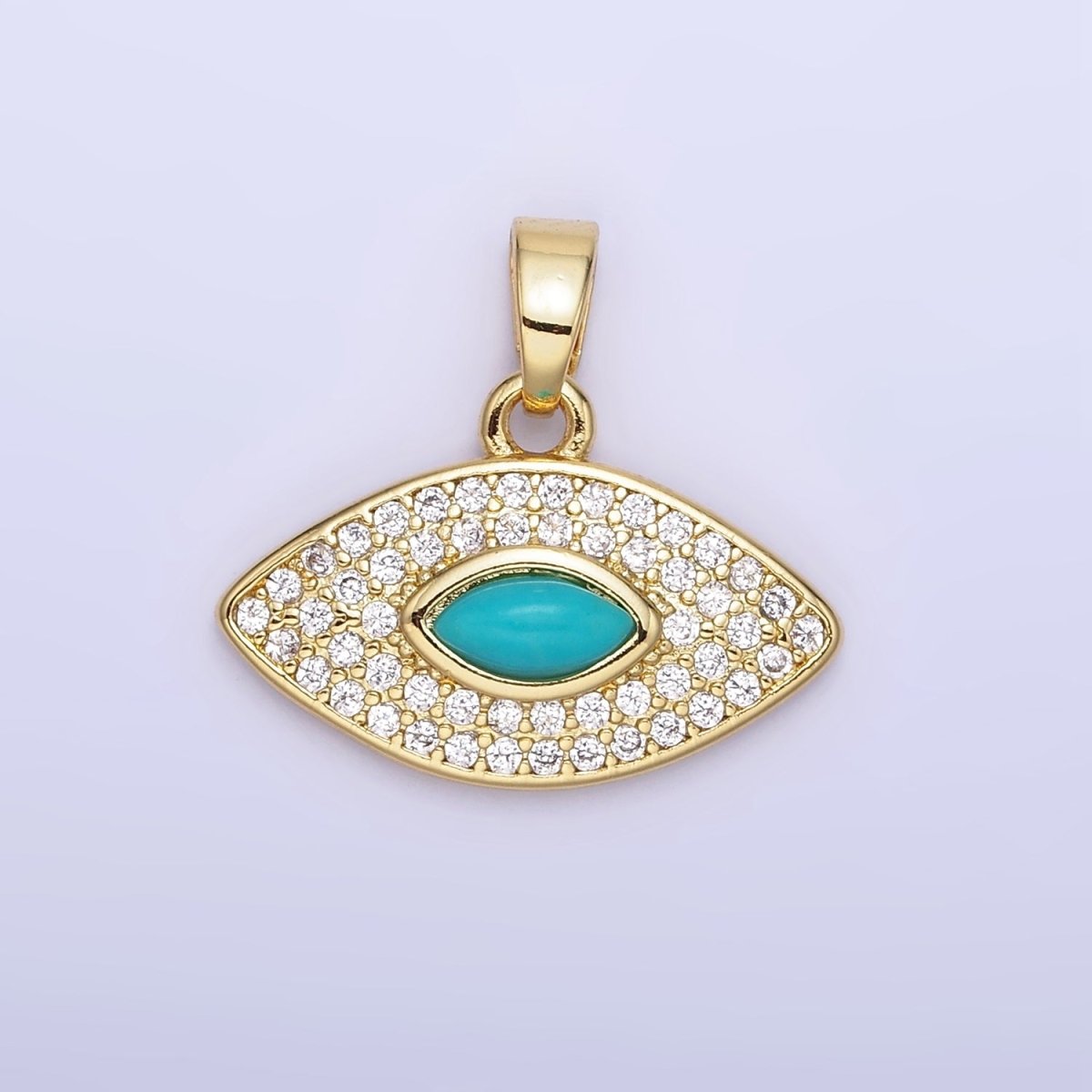 14K Gold Filled Turquoise Evil Eye Micro Paved CZ Pendant in Gold &amp; Silver | AA1252