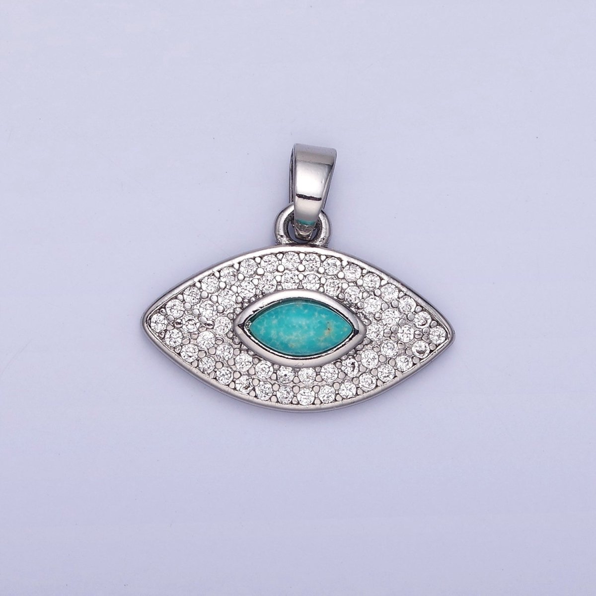 14K Gold Filled Turquoise Evil Eye Micro Paved CZ Pendant in Gold &amp; Silver | AA1252