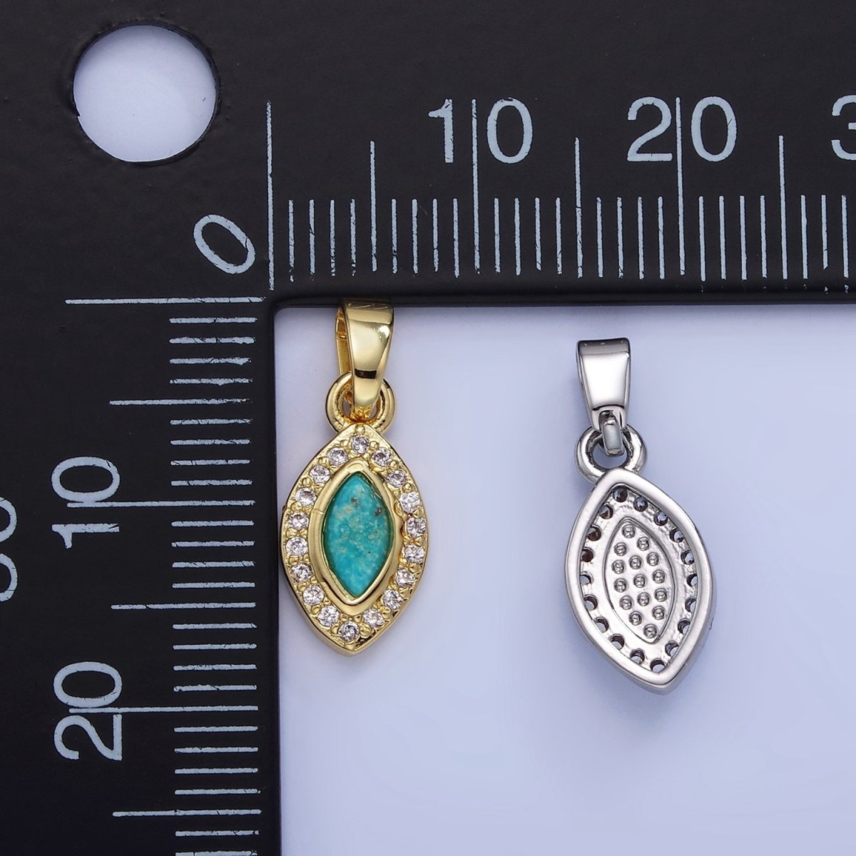 14K Gold Filled Turquoise Micro Paved CZ Sphere Pendant in Gold &amp; Silver | AA1251