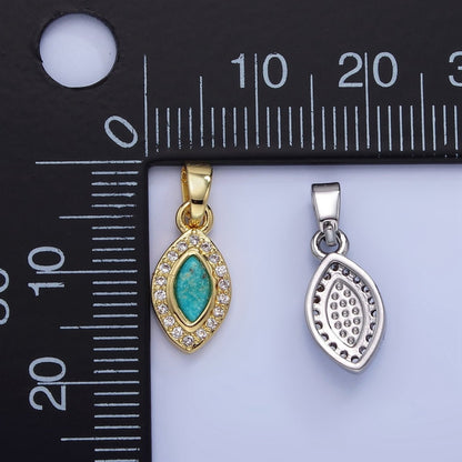 14K Gold Filled Turquoise Micro Paved CZ Sphere Pendant in Gold &amp; Silver | AA1251