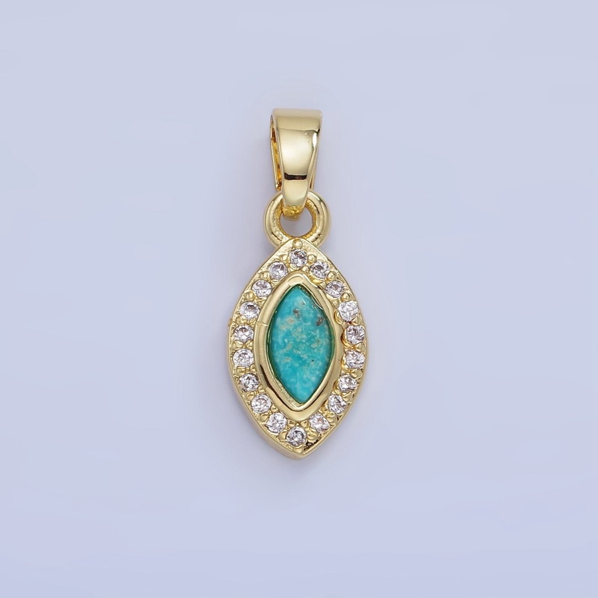 14K Gold Filled Turquoise Micro Paved CZ Sphere Pendant in Gold &amp; Silver | AA1251