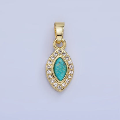 14K Gold Filled Turquoise Micro Paved CZ Sphere Pendant in Gold &amp; Silver | AA1251
