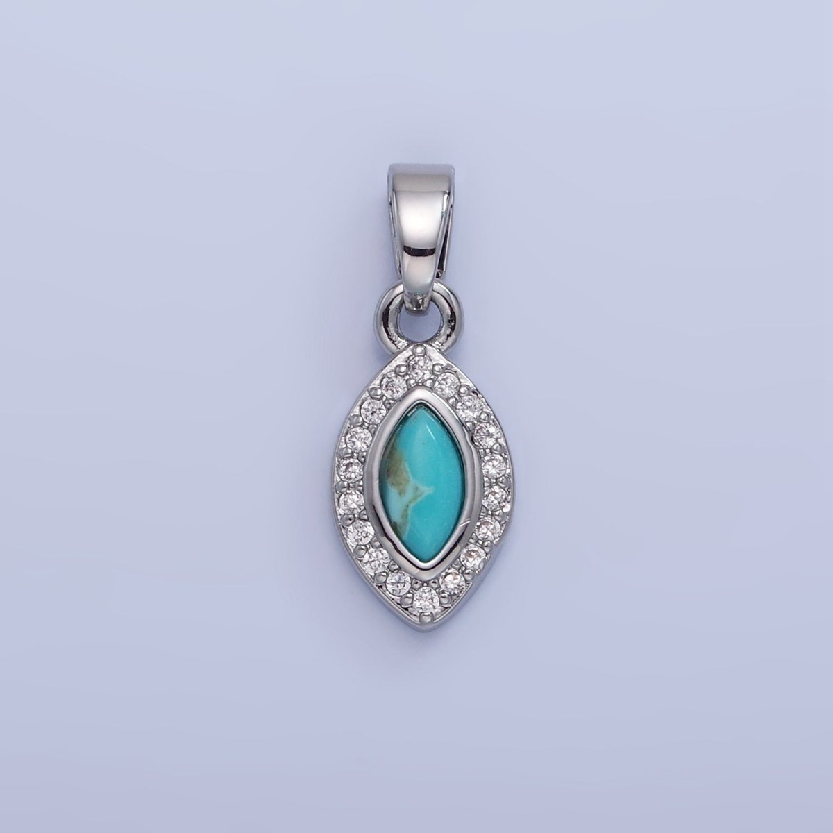 14K Gold Filled Turquoise Micro Paved CZ Sphere Pendant in Gold &amp; Silver | AA1251
