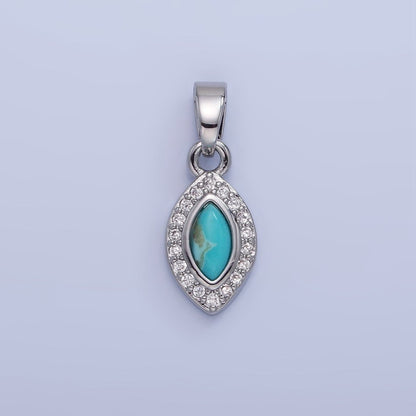 14K Gold Filled Turquoise Micro Paved CZ Sphere Pendant in Gold &amp; Silver | AA1251
