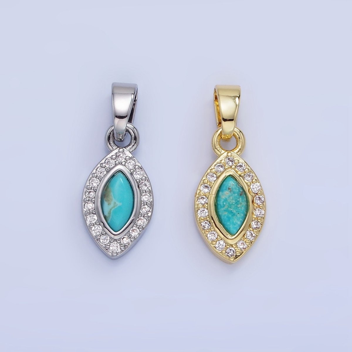 14K Gold Filled Turquoise Micro Paved CZ Sphere Pendant in Gold &amp; Silver | AA1251