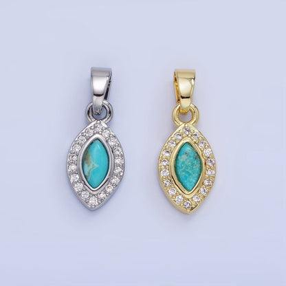 14K Gold Filled Turquoise Micro Paved CZ Sphere Pendant in Gold &amp; Silver | AA1251