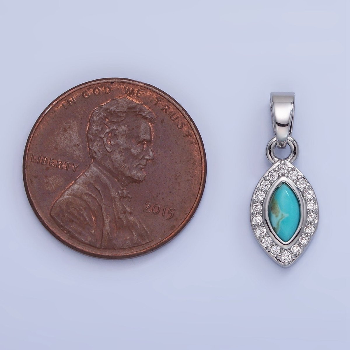 14K Gold Filled Turquoise Micro Paved CZ Sphere Pendant in Gold &amp; Silver | AA1251