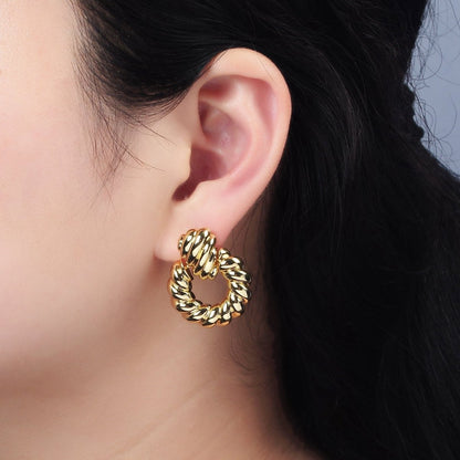 14K Gold Filled Twist Croissant Open Drop Stud Earrings in Gold &amp; Silver | AE431 AE432