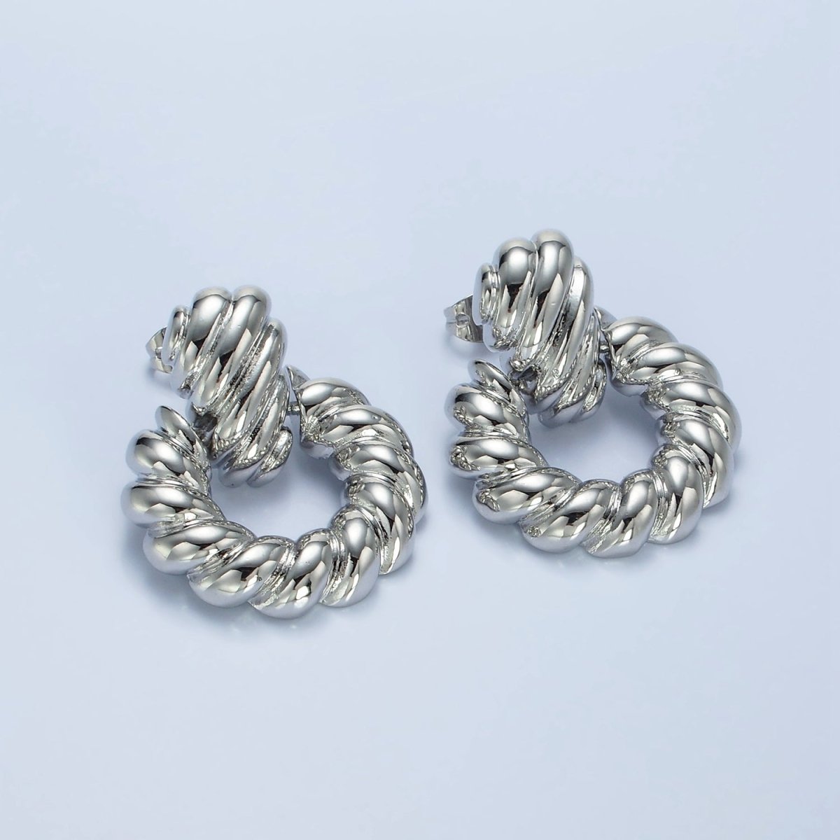 14K Gold Filled Twist Croissant Open Drop Stud Earrings in Gold &amp; Silver | AE431 AE432