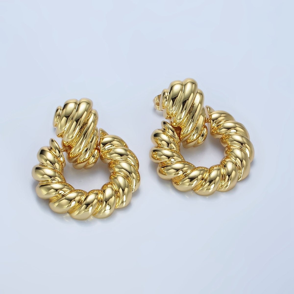 14K Gold Filled Twist Croissant Open Drop Stud Earrings in Gold &amp; Silver | AE431 AE432