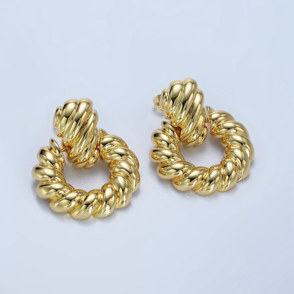 14K Gold Filled Twist Croissant Open Drop Stud Earrings in Gold &amp; Silver | AE431 AE432