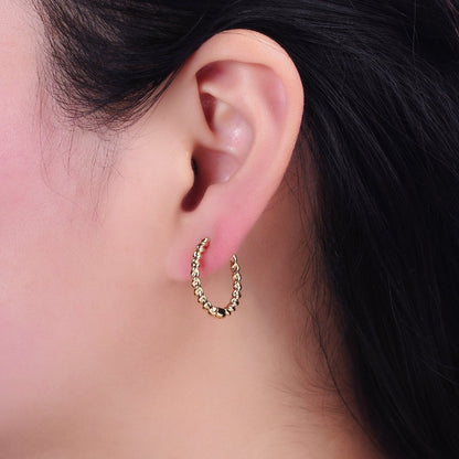 14K Gold Filled Twisted Croissant 20mm Endless Hoop Huggie Earring |  AD1420