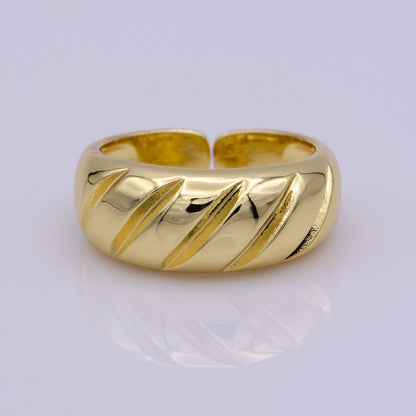 14K Gold Filled Twisted Dome Ring | Croissant Ring | Stackable Ring | Gold Thick Band Ring | Signet Ring | Ring for Women U-017
