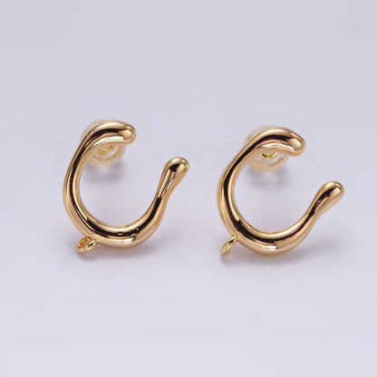 14K Gold Filled U-Shaped Molten Stud Earring Findings Supply | Z598