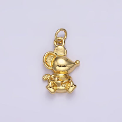 14K Gold Filled Walking, Sitting Mouse Mice Animal Charm | N1039 N1040