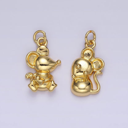 14K Gold Filled Walking, Sitting Mouse Mice Animal Charm | N1039 N1040