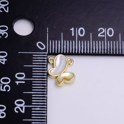14K Gold Filled Wavy Butterfly Mariposa Shell Pearl Top Loop Connector | Y-904