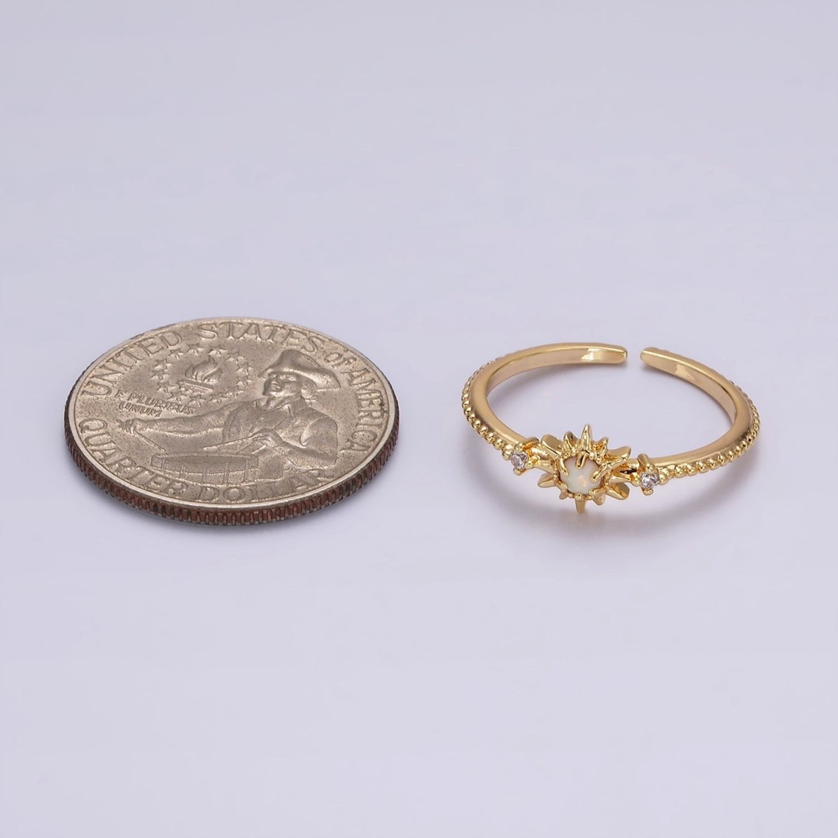 14K Gold Filled White, Blue Opal Celestial Star Micro Paved Dotted Ring in Gold &amp; Silver | O1160 - O1163