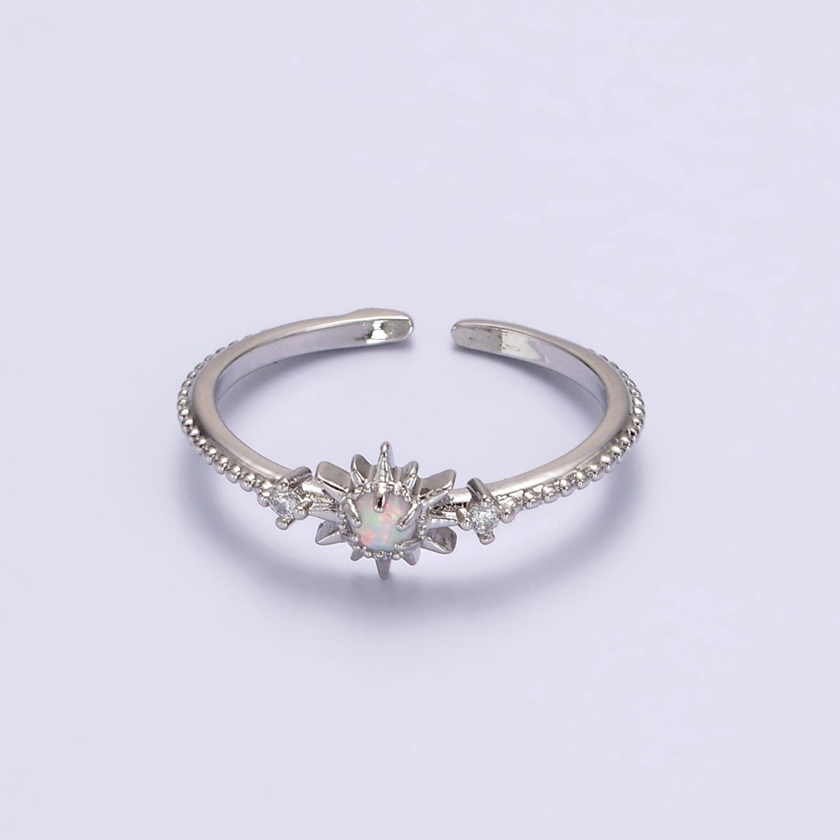 14K Gold Filled White, Blue Opal Celestial Star Micro Paved Dotted Ring in Gold &amp; Silver | O1160 - O1163