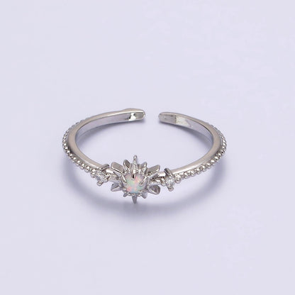 14K Gold Filled White, Blue Opal Celestial Star Micro Paved Dotted Ring in Gold &amp; Silver | O1160 - O1163