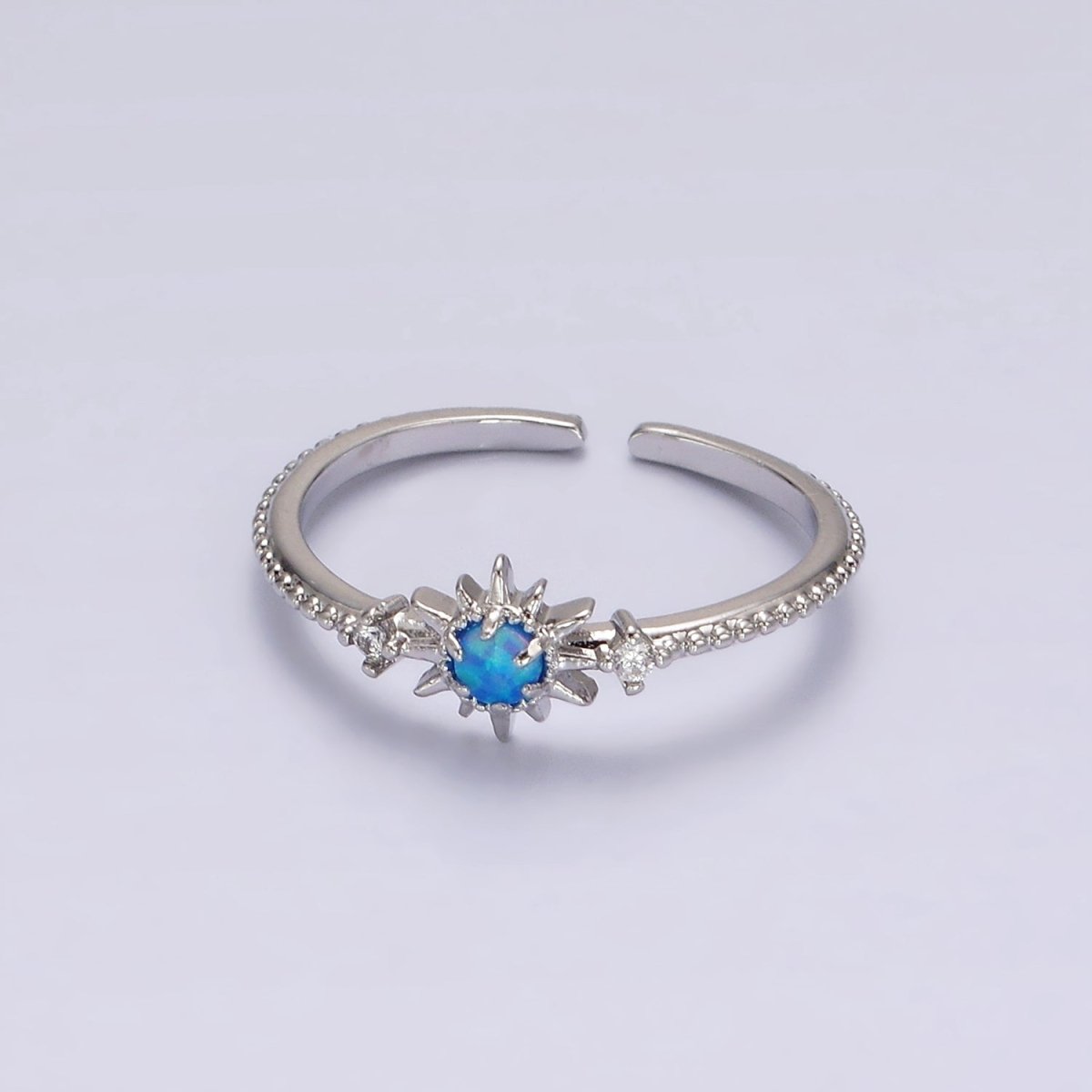 14K Gold Filled White, Blue Opal Celestial Star Micro Paved Dotted Ring in Gold &amp; Silver | O1160 - O1163