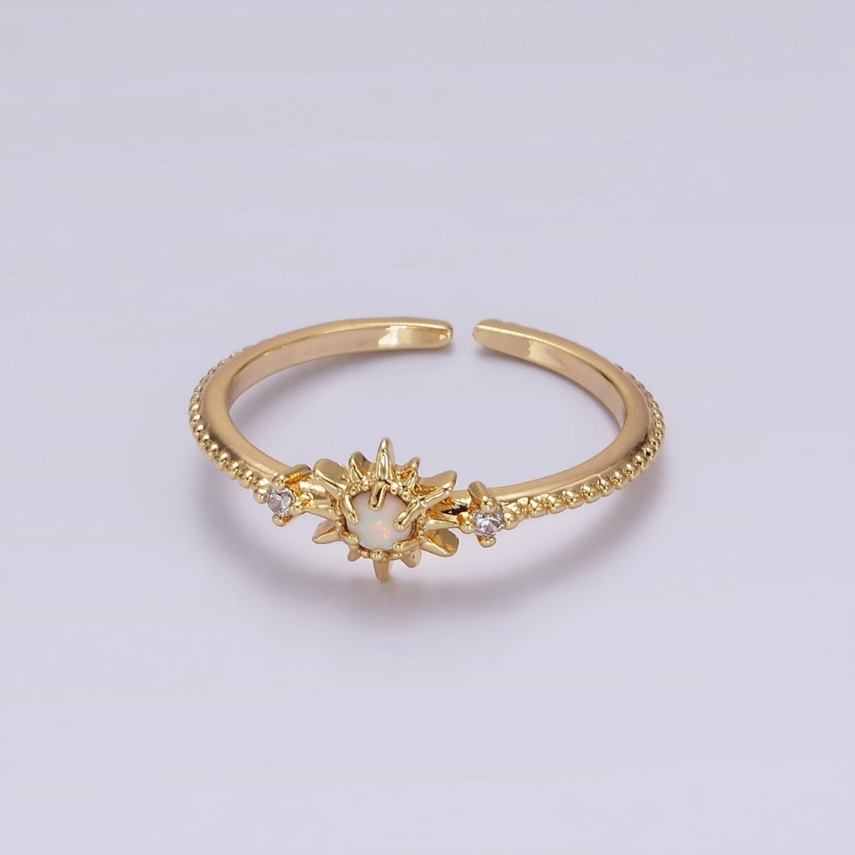 14K Gold Filled White, Blue Opal Celestial Star Micro Paved Dotted Ring in Gold &amp; Silver | O1160 - O1163