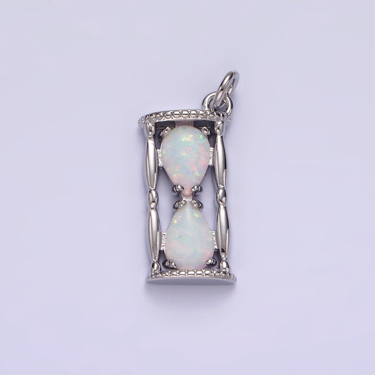 14K Gold Filled White, Blue Opal Hourglass Time Clock Charm in Silver &amp; Gold | AC814 - AC816