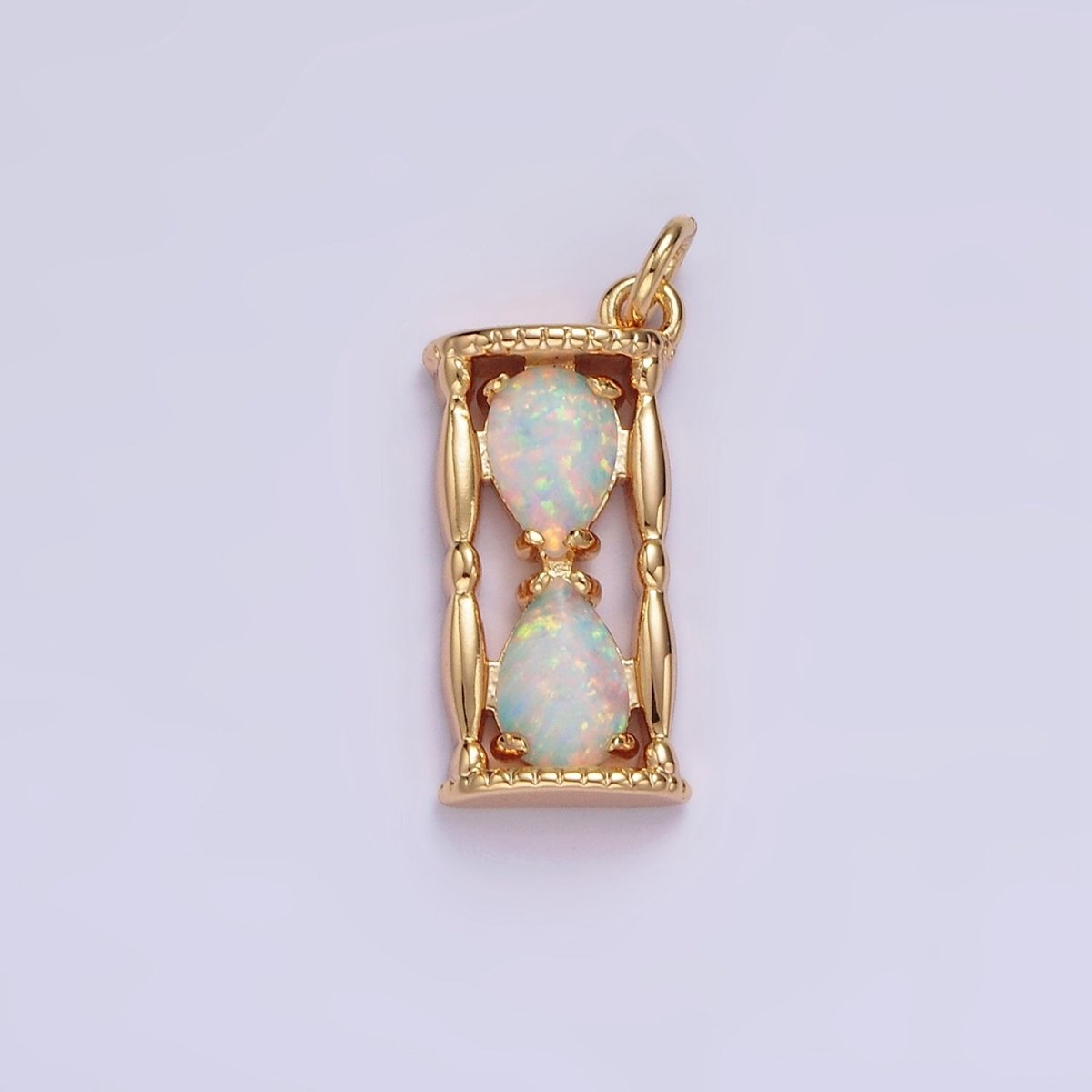 14K Gold Filled White, Blue Opal Hourglass Time Clock Charm in Silver &amp; Gold | AC814 - AC816