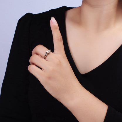 14K Gold Filled White, Pink Pearl Bubble Band Ring in Gold &amp; Silver | O664 - O667