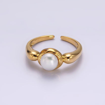 14K Gold Filled White, Pink Pearl Bubble Band Ring in Gold &amp; Silver | O664 - O667