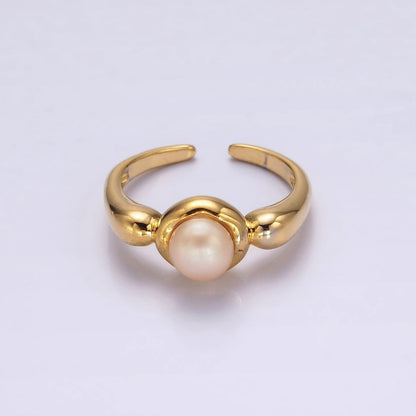 14K Gold Filled White, Pink Pearl Bubble Band Ring in Gold &amp; Silver | O664 - O667
