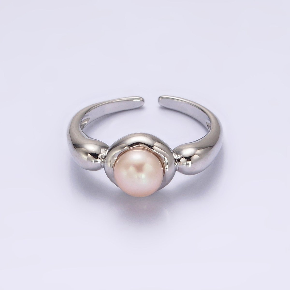 14K Gold Filled White, Pink Pearl Bubble Band Ring in Gold &amp; Silver | O664 - O667