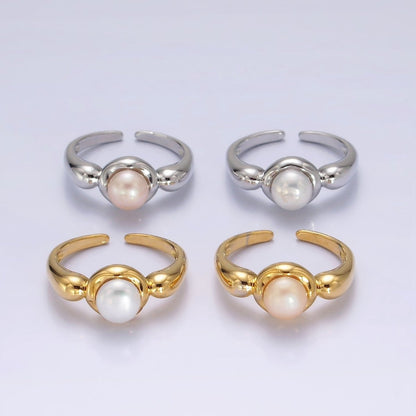 14K Gold Filled White, Pink Pearl Bubble Band Ring in Gold &amp; Silver | O664 - O667