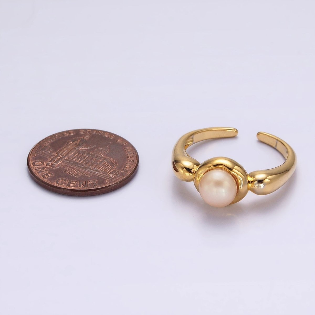 14K Gold Filled White, Pink Pearl Bubble Band Ring in Gold &amp; Silver | O664 - O667