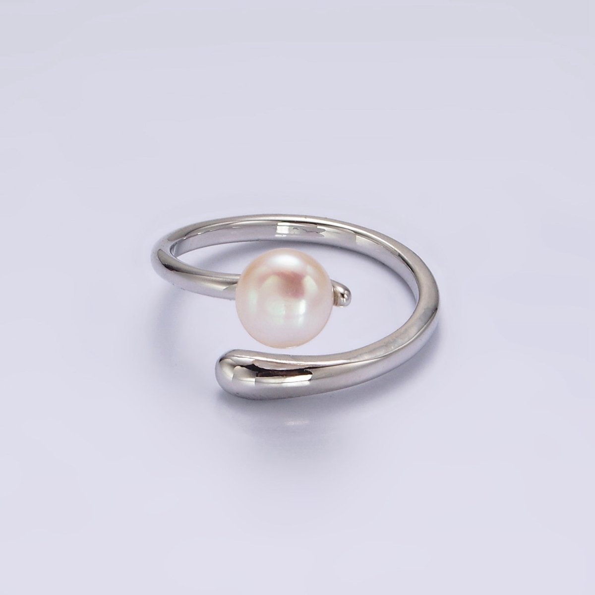 14K Gold Filled White, Pink Pearl Minimalist Open Wrap Band Ring in Silver &amp; Gold | O680 - O683