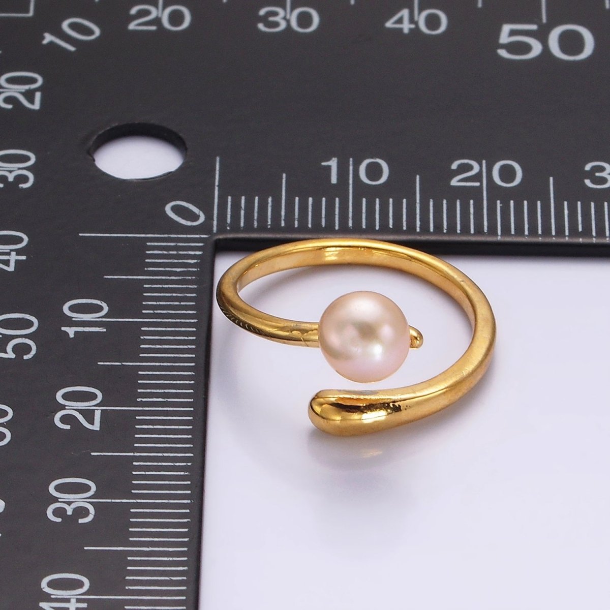 14K Gold Filled White, Pink Pearl Minimalist Open Wrap Band Ring in Silver &amp; Gold | O680 - O683