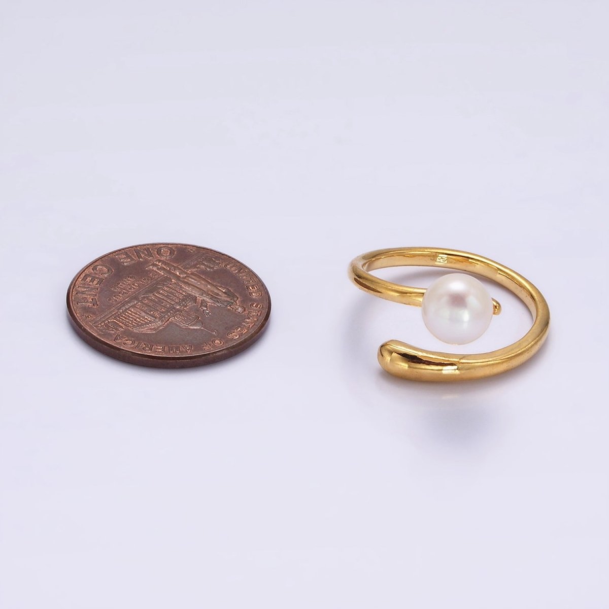 14K Gold Filled White, Pink Pearl Minimalist Open Wrap Band Ring in Silver &amp; Gold | O680 - O683