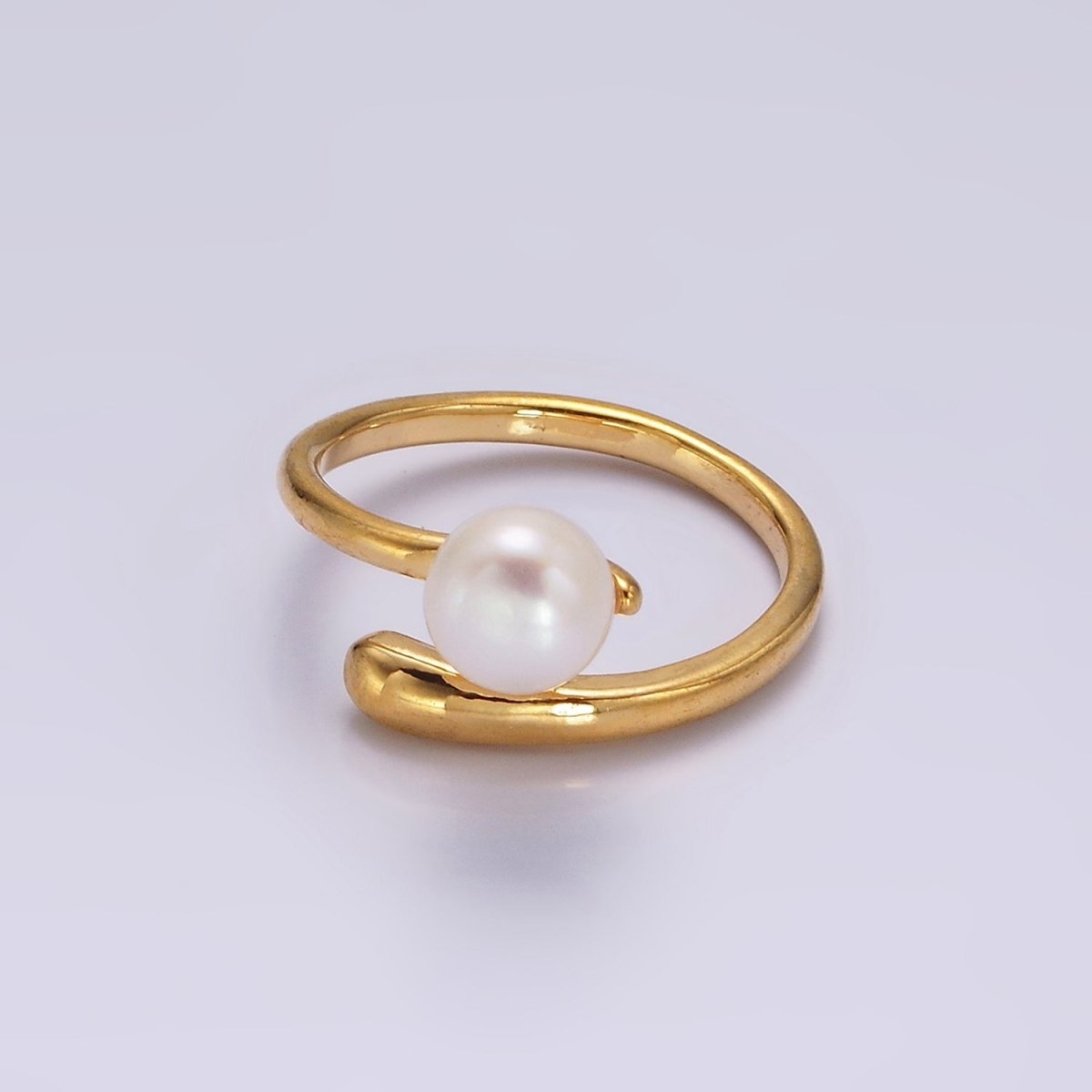 14K Gold Filled White, Pink Pearl Minimalist Open Wrap Band Ring in Silver &amp; Gold | O680 - O683