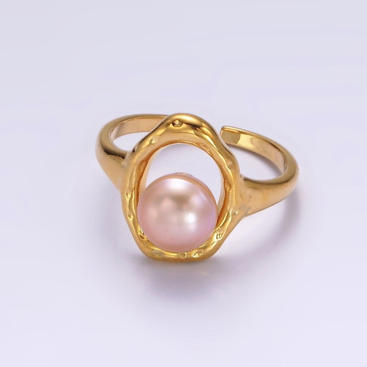 14K Gold Filled White, Pink Pearl Open Oblong Ring in Gold &amp; Silver | O1872 - O1875