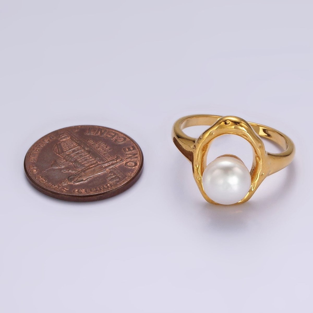 14K Gold Filled White, Pink Pearl Open Oblong Ring in Gold &amp; Silver | O1872 - O1875