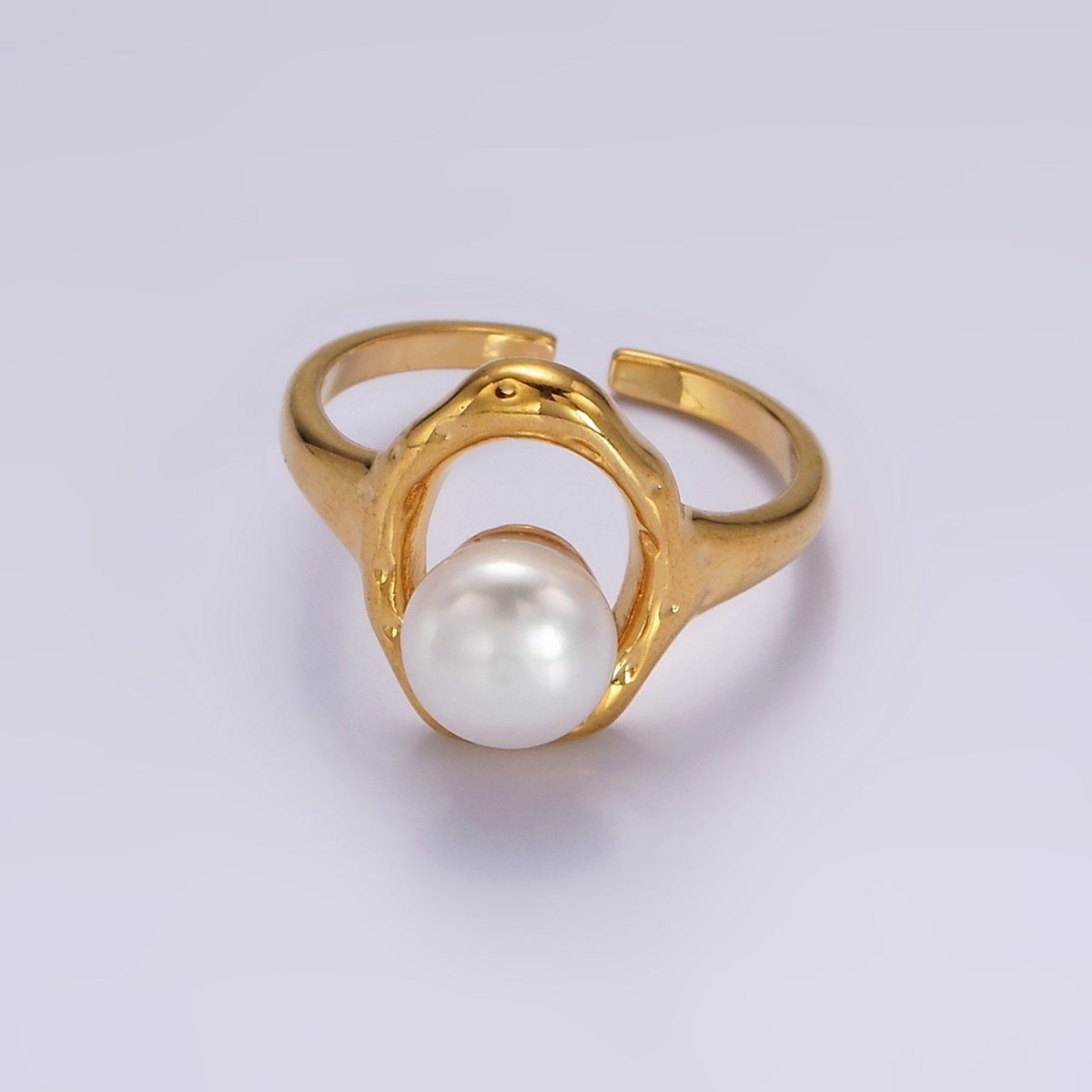 14K Gold Filled White, Pink Pearl Open Oblong Ring in Gold &amp; Silver | O1872 - O1875