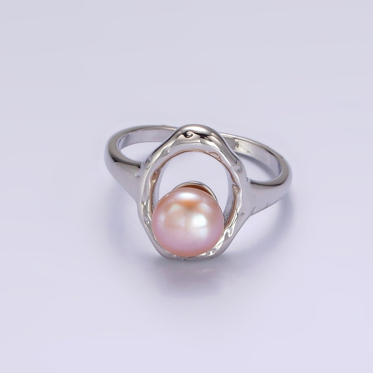 14K Gold Filled White, Pink Pearl Open Oblong Ring in Gold &amp; Silver | O1872 - O1875
