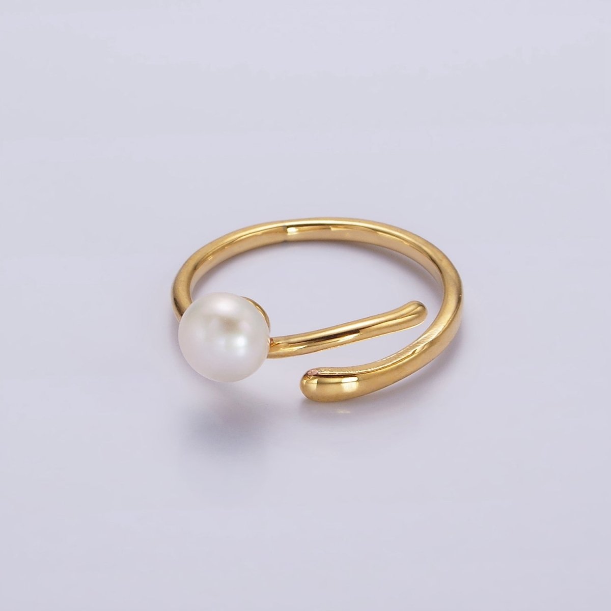 14K Gold Filled White, Pink Pearl Wrap Open Band Minimalist Ring in Silver &amp; Gold | O676 - O679