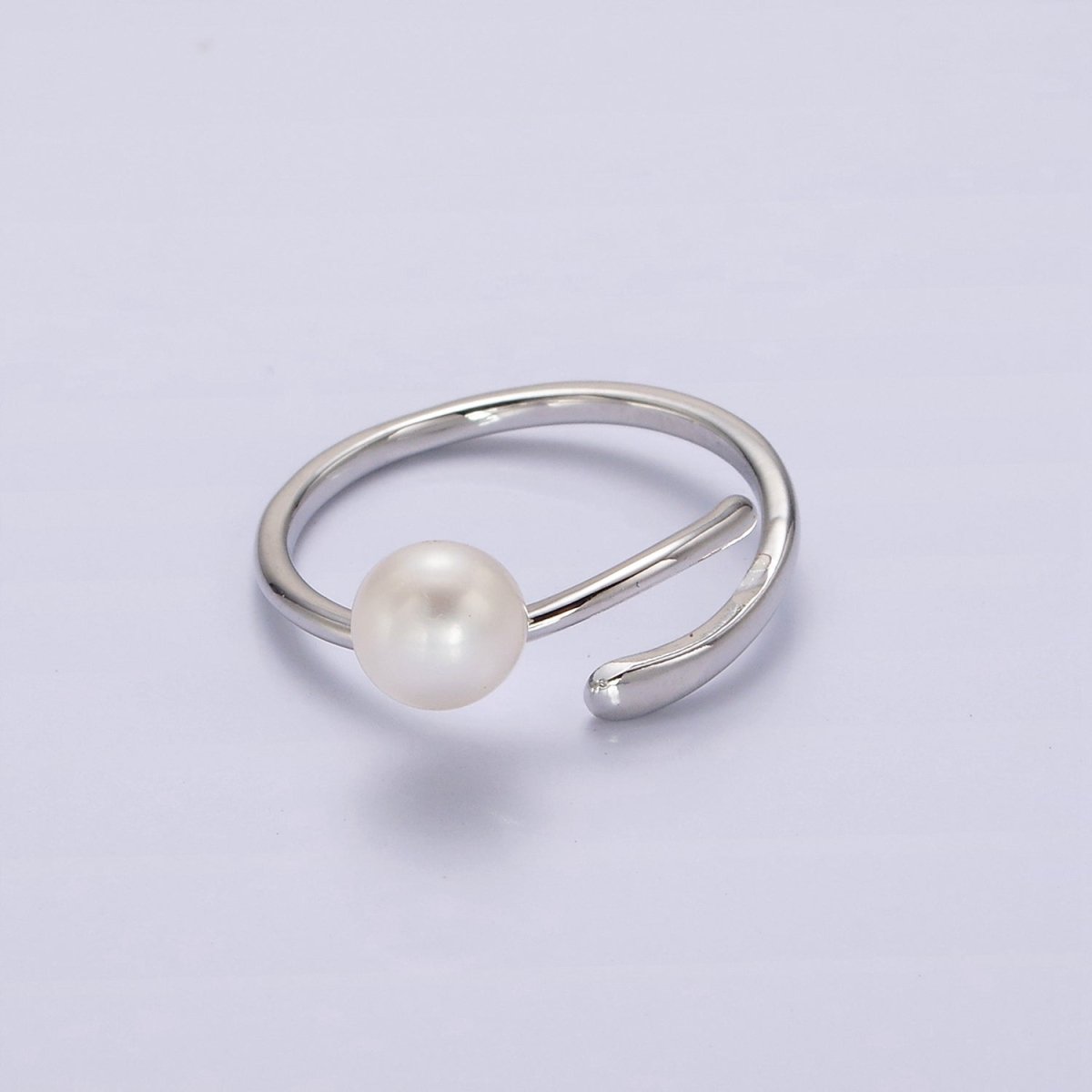 14K Gold Filled White, Pink Pearl Wrap Open Band Minimalist Ring in Silver &amp; Gold | O676 - O679