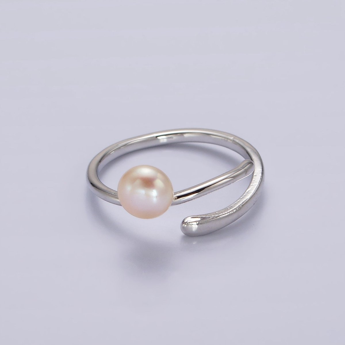 14K Gold Filled White, Pink Pearl Wrap Open Band Minimalist Ring in Silver &amp; Gold | O676 - O679